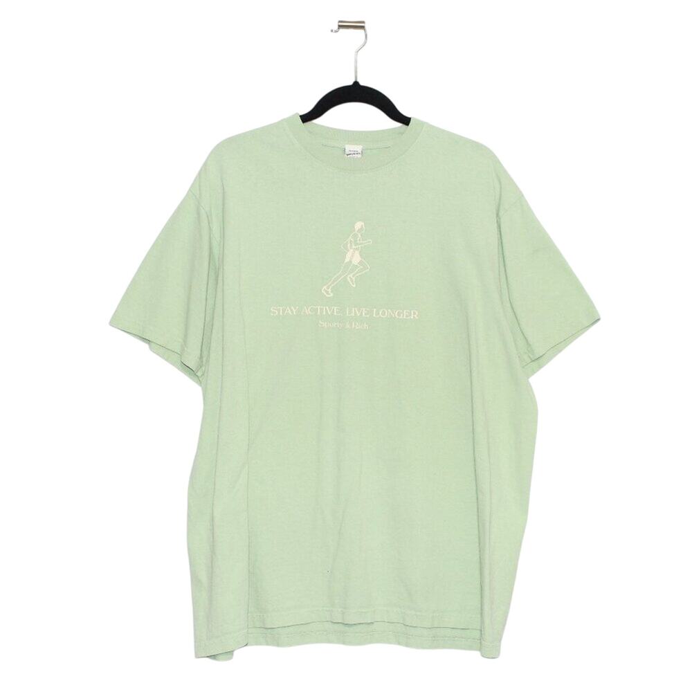 Sporty & Rich Live Longer T-shirt Honeydew Green Size XL